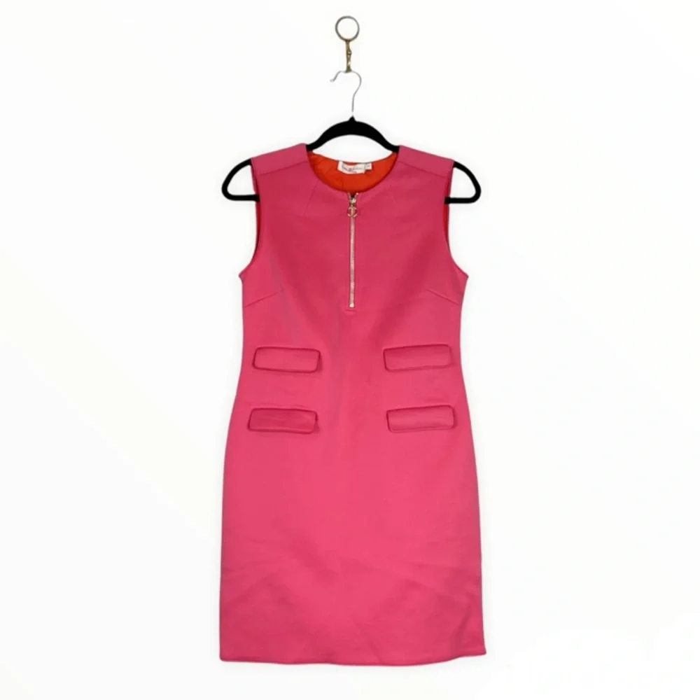 Tory Burch Women’s Sleeveless Scuba Mini Dress with Zipper & Flap Pocket - Picture 4 of 10